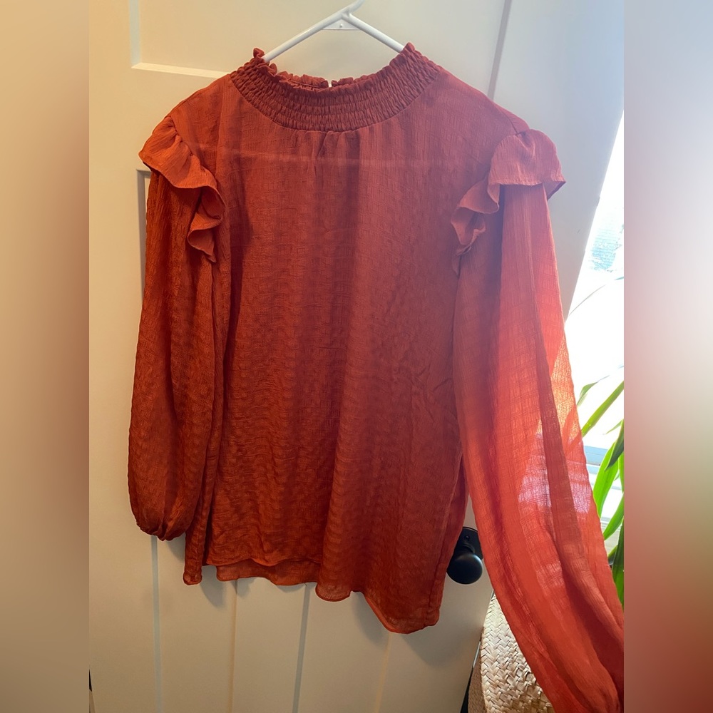 Sheer blouse from Three Birds Nest; Orange; Medium